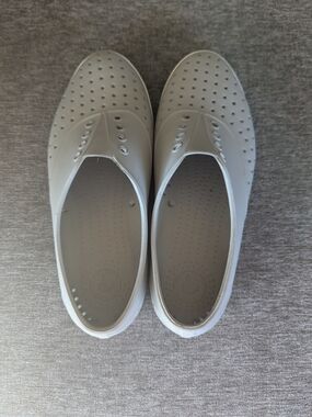 Native Women's Perforated Slip-On Shoes in Light Gray
